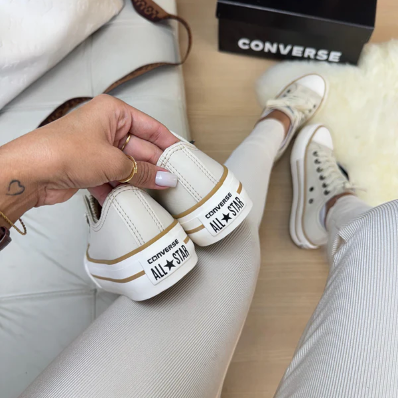 All Star Platform Off-White Leather