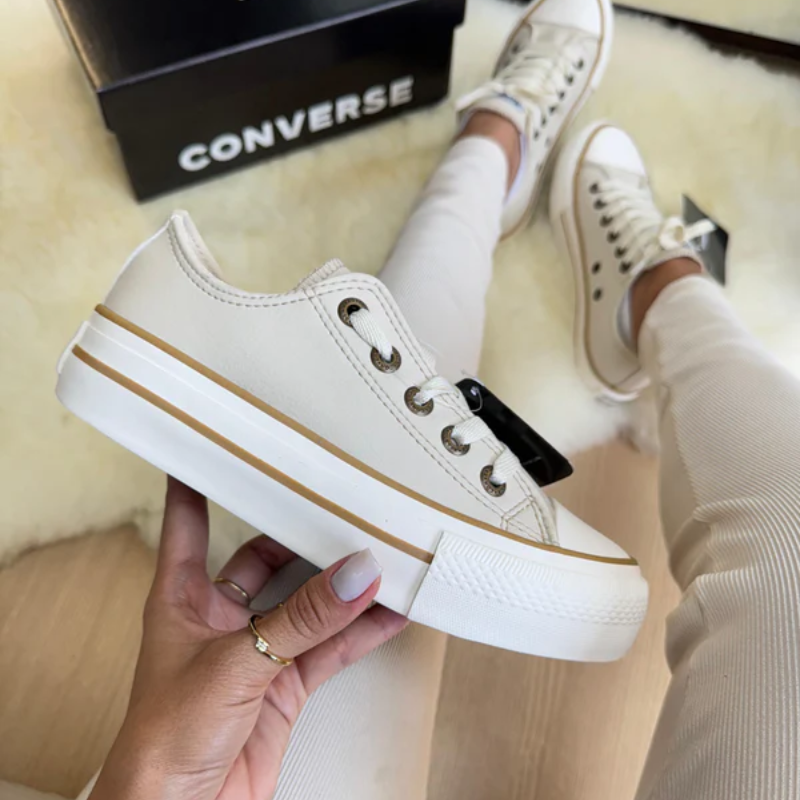 All Star Platform Off-White Leather