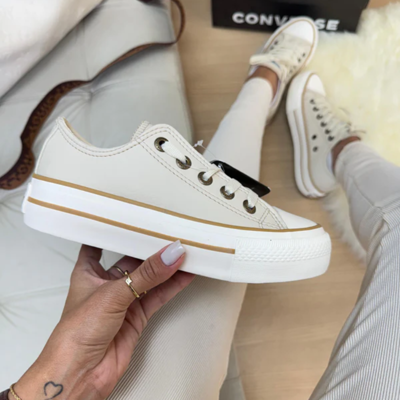 All Star Platform Off-White Leather