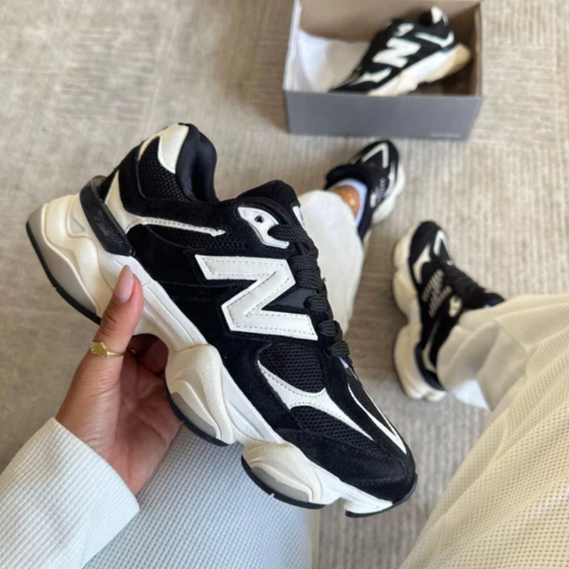 NB 9060 Black and White Couro