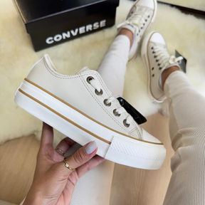 All Star Platform Off-White Leather