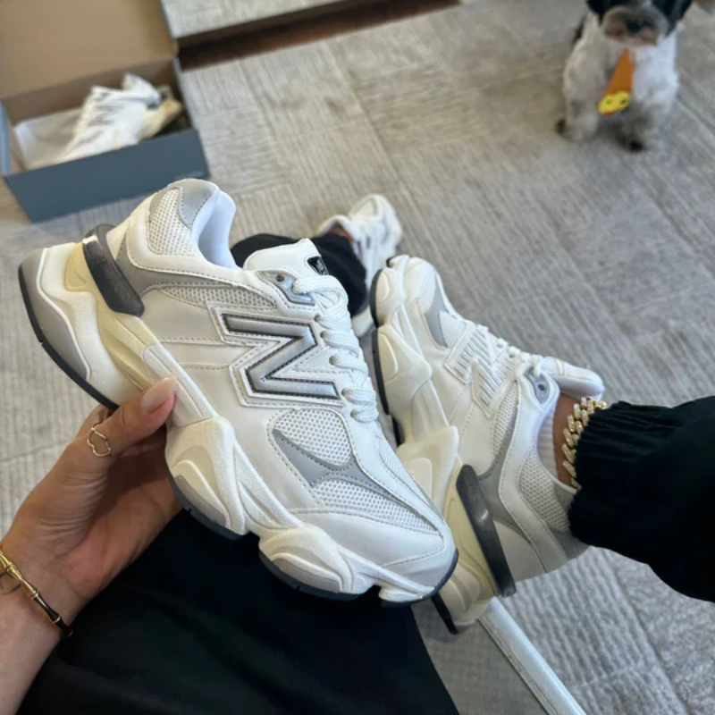 NB 9060 White Silver Couro